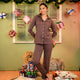 Taupe Brown Full Sleeve Nightsuit Set